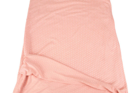 Peach Pink and Off White Mini Polka Dot Knit Jersey Fabric by the yard PDK00602R